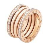 BVLGARI JEWELRY 18k Rose Gold B.ZERO1 4 Band 1.30cttw Diamond Ring - Size 7