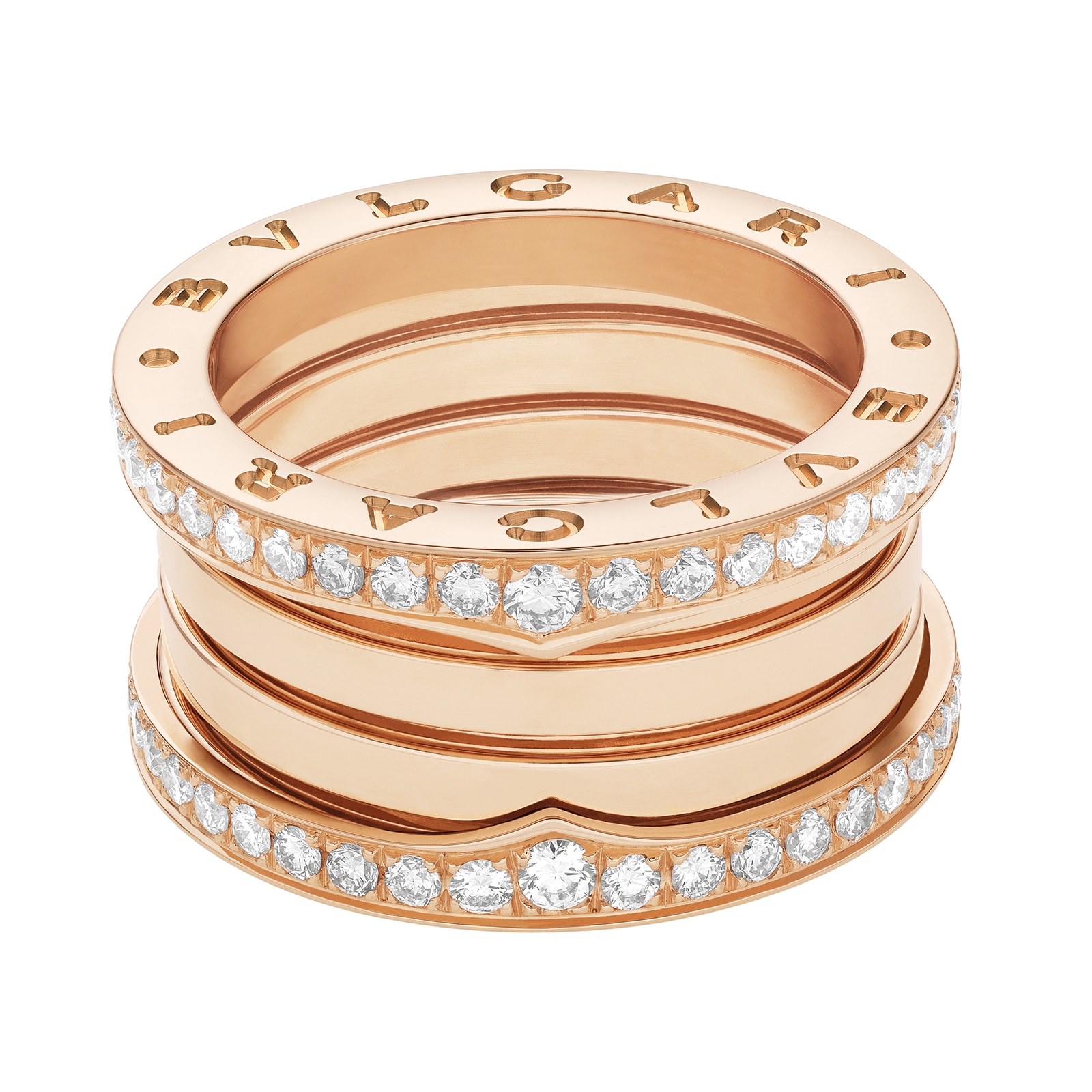 18k Rose Gold B.ZERO1 4 Band 1.30cttw Diamond Ring - Size 7