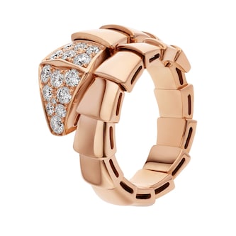 Bvlgari Jewelry 18k Rose Gold 0.56cttw Pave Diamond Serpenti Viper Ring Size Large Bvlgari Jewelry 18k Rose Gold 0.56cttw Pave Diamond Serpenti Viper Ring Size Large