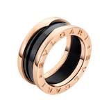 Bvlgari Jewelry 18k Rose Gold B.ZERO1 2 Band Black Ceramic Ring - Size 7