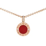 Bvlgari Jewelry 18k Rose Gold Bvlgari Bvlgari 0.11cttw Diamond, MOP and Carnelian Necklace 15-18 Inch