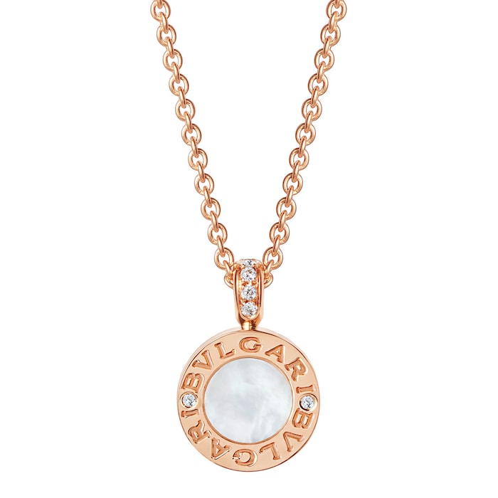 Bvlgari Jewelry 18k Rose Gold Bvlgari Bvlgari 0.11cttw Diamond and Mother of Pearl & Black Onyx Necklace 15-18 Inch