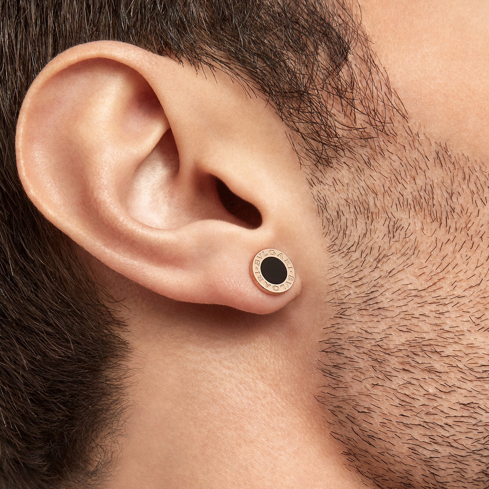 Bvlgari Jewelry 18k Rose Gold Bvlgari Bvlgari Black Onyx Single Stud Earring