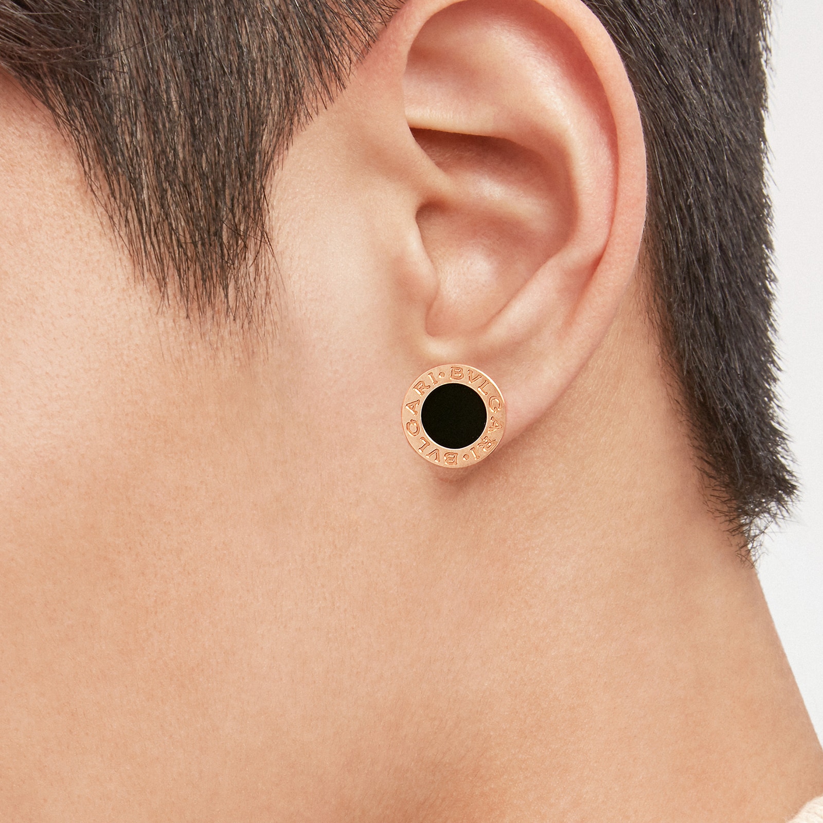 Bvlgari Jewelry 18k Rose Gold Bvlgari Bvlgari Black Onyx Single Stud Earring