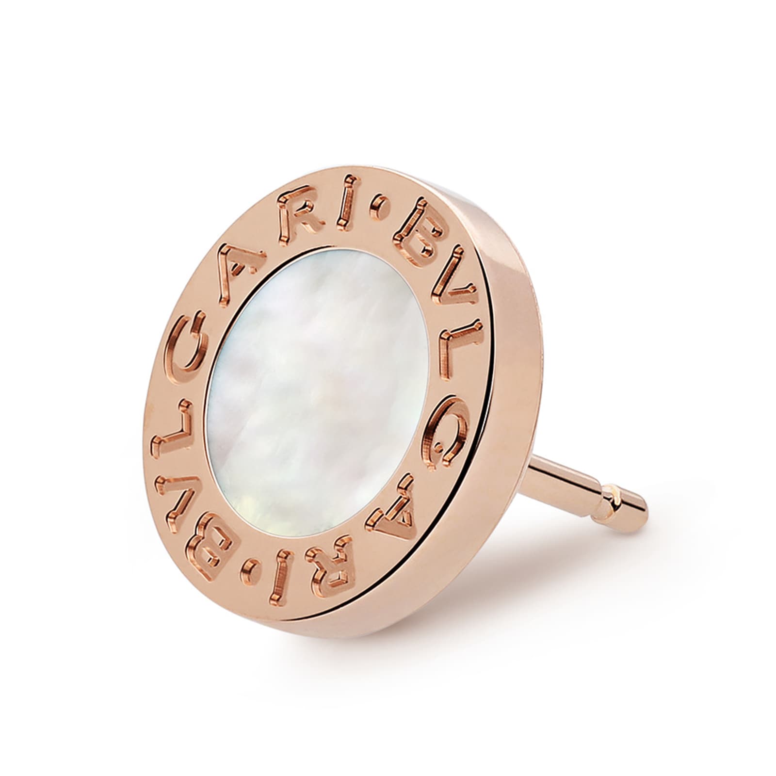 Bvlgari Jewelry 18k Rose Gold Bvlgari Bvlgari Mother of Pearl Single Stud Earring