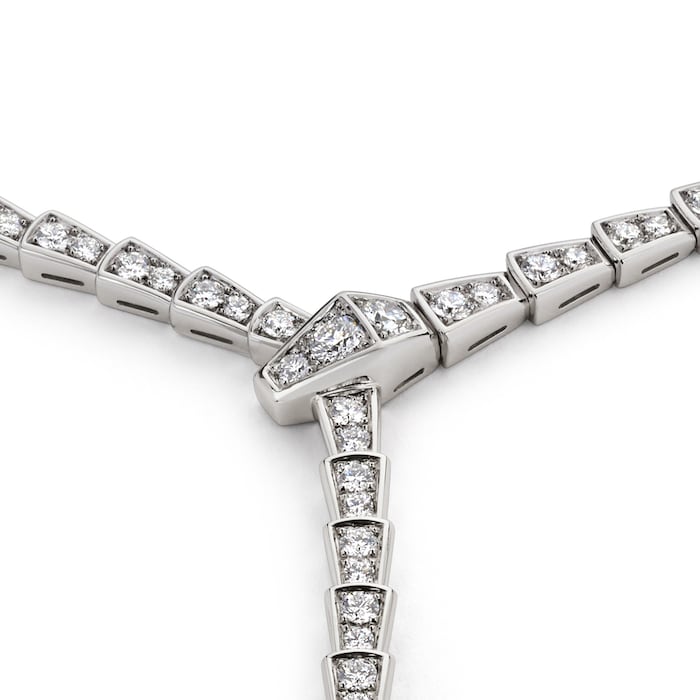 Bvlgari Jewelry 18k White Gold Serpenti Viper  Diamond Necklace 16  Inch 351090 | Mayors