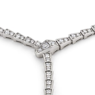 Bvlgari Jewelry 18k White Gold Serpenti Viper 8.21cttw Diamond Necklace 16 Inch Bvlgari Jewelry 18k White Gold Serpenti Viper 8.21cttw Diamond Necklace 16 Inch