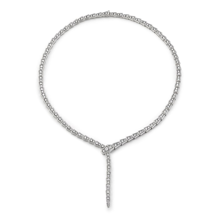 Bvlgari Jewelry 18k White Gold Serpenti Viper 8.21cttw Diamond Necklace 16 Inch