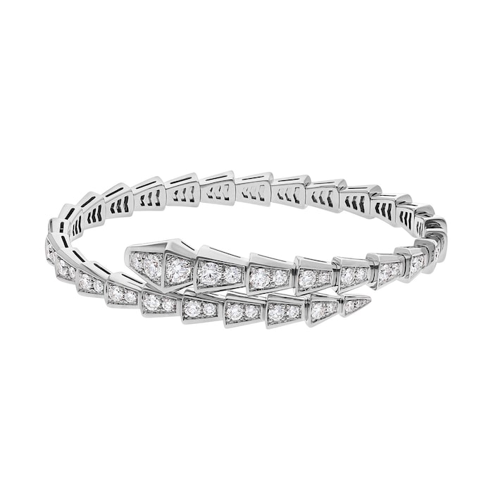 Bvlgari Jewelry 18k White Gold 2.80cttw Diamond Serpenti Viper Bracelet Size Small