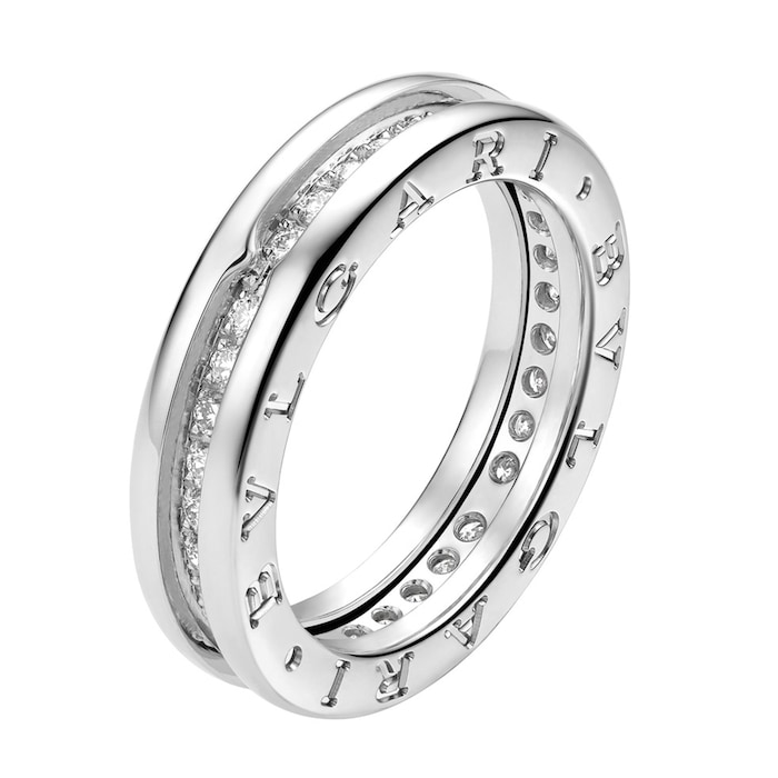 BVLGARI JEWELRY 18k White Gold B.ZERO1 1 Band 0.48cttw Diamond Ring - Size 6.5