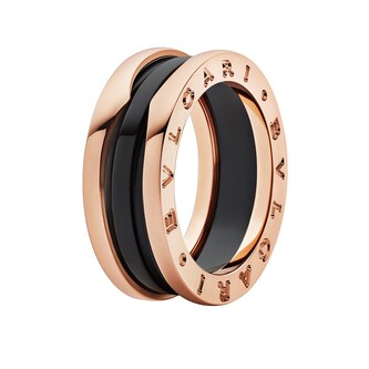 Bvlgari Jewelry 18k Rose Gold and Black Ceramic B.Zero1 Two Band Ring Size 10.75