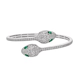Bvlgari Jewelry 18k White Gold 1.68cttw Diamond and 0.45cttw Emerald Serpenti Bracelet Size Small