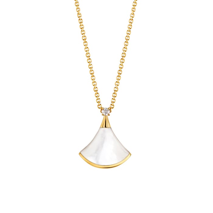 Bvlgari Jewelry 18k Yellow Gold 0.03cttw Diamond Divas Dream Mother of Pearl Necklace 16-17"