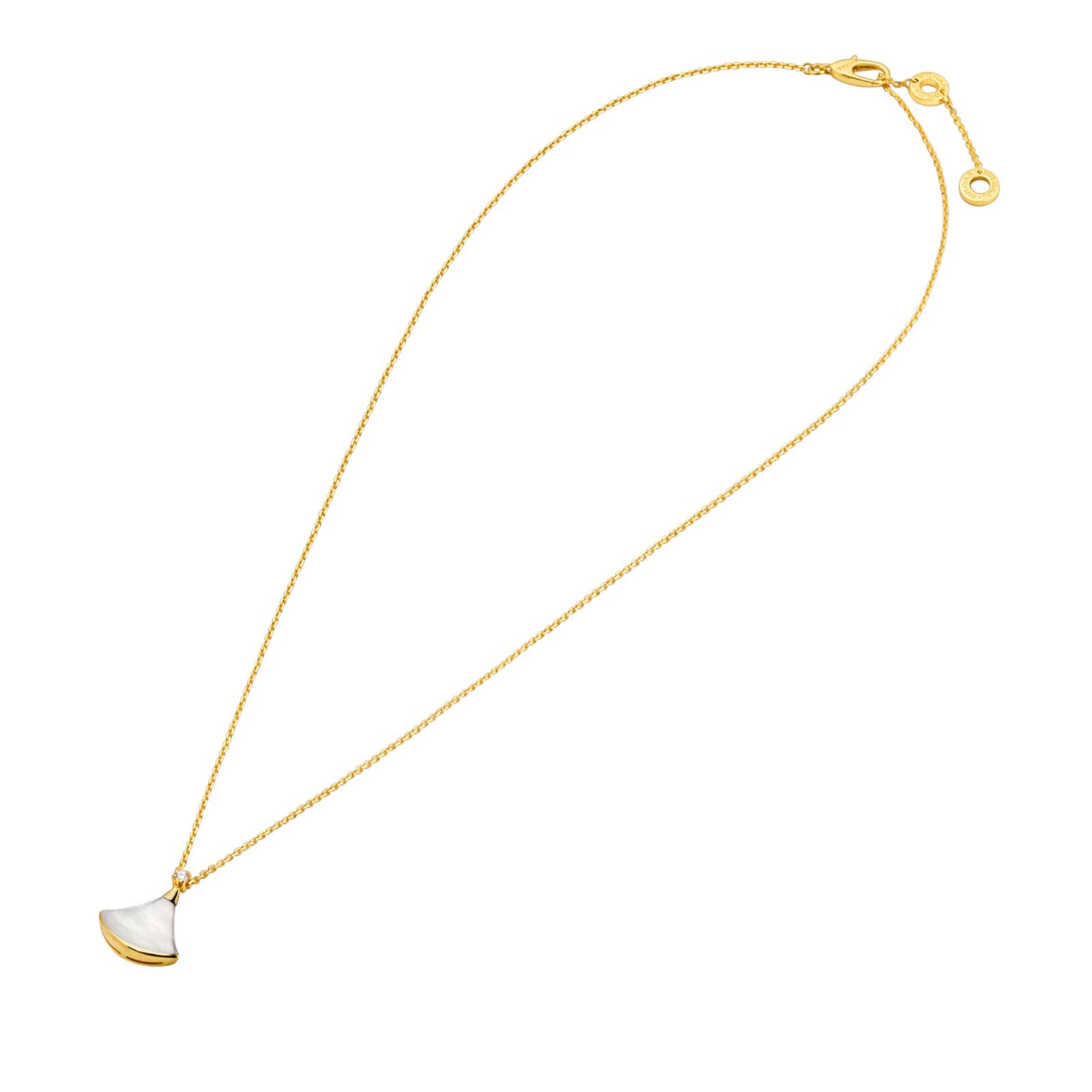 Bvlgari Jewelry 18k Yellow Gold 0.03cttw Diamond Divas Dream Mother of Pearl Necklace 16-17"