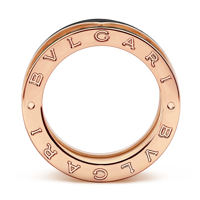 BVLGARI JEWELRY 18k Rose Gold B.ZERO1 Black Ceramic Ring - Size 5