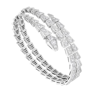 Bvlgari Jewelry 18k White Gold Serpenti Viper 5.02cttw Diamond 2 Coil Bracelet Size Small Bvlgari Jewelry 18k White Gold Serpenti Viper 5.02cttw Diamond 2 Coil Bracelet Size Small
