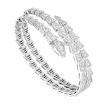 Bvlgari Jewelry 18k White Gold Serpenti Viper 5.02cttw Diamond 2 Coil Bracelet Size Small