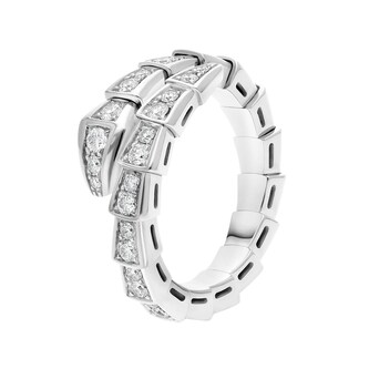 Bvlgari Jewelry 18k White Gold 0.66cttw Pave Diamond Serpenti Viper Ring Size Large Bvlgari Jewelry 18k White Gold 0.66cttw Pave Diamond Serpenti Viper Ring Size Large