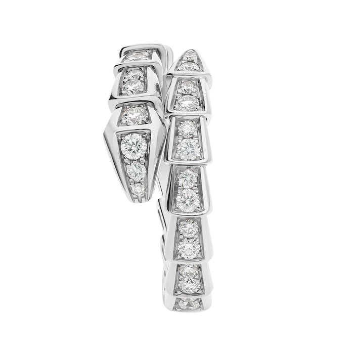 Bvlgari Jewelry 18k White Gold 0.66cttw Pave Diamond Serpenti Viper Ring Size Large