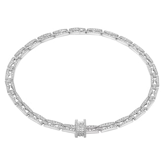 Bvlgari Jewelry 18k White Gold B.ZERO1 7.19cttw Pave Diamond Necklace 15-18 Inch