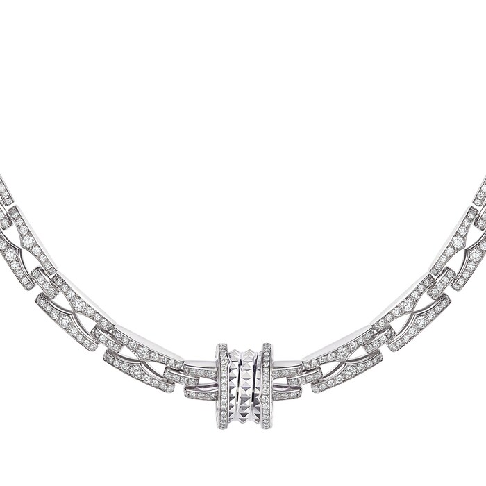 Bvlgari Jewelry 18k White Gold B.ZERO1 7.19cttw Pave Diamond Necklace 15-18 Inch