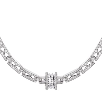 Bvlgari Jewelry 18k White Gold B.ZERO1 7.19cttw Pave Diamond Necklace 15-18 Inch