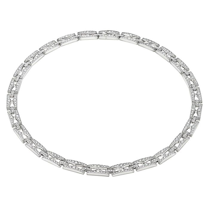 Bvlgari Jewelry 18k White Gold B.ZERO1 7.19cttw Pave Diamond Necklace 15-18 Inch