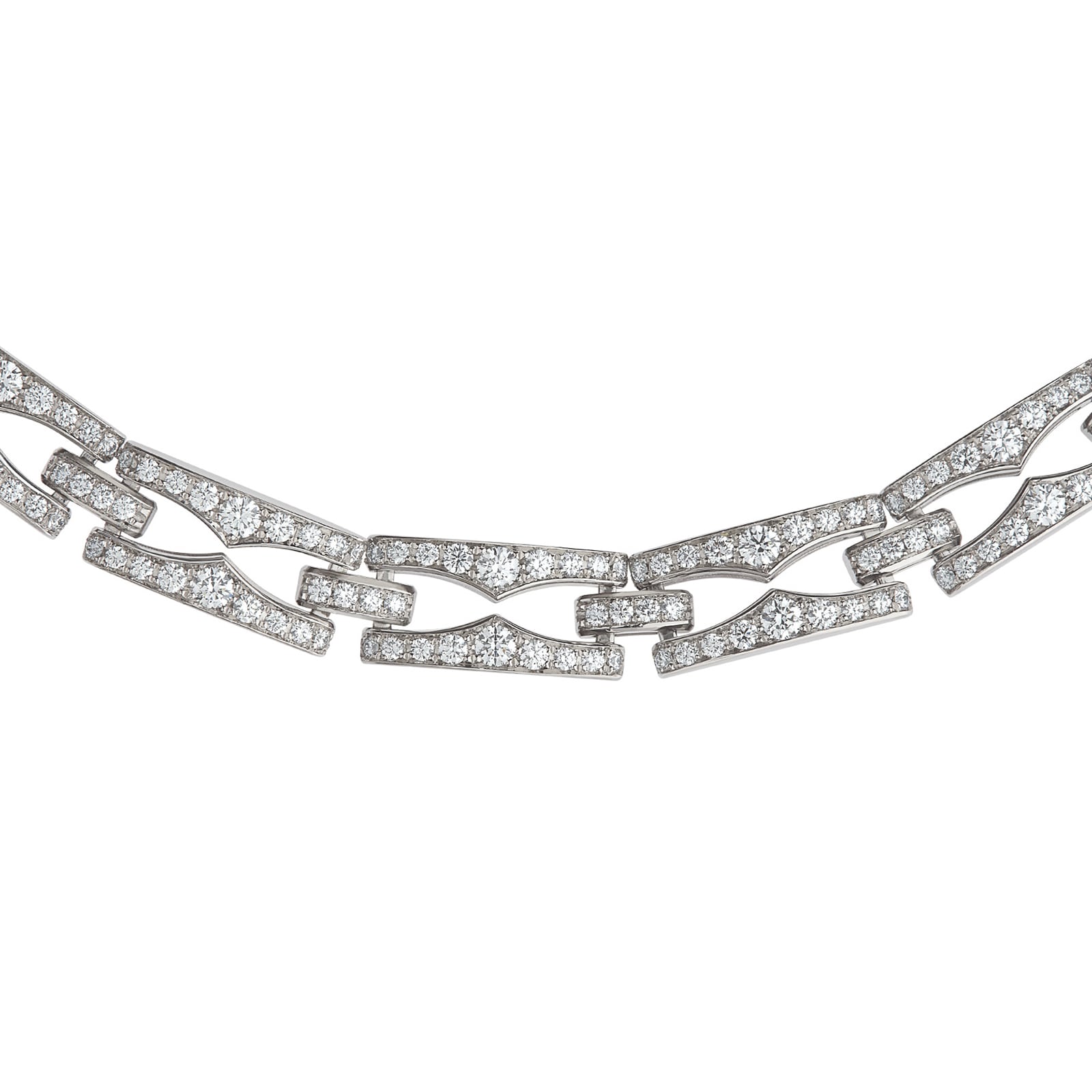 Bvlgari Jewelry 18k White Gold B.ZERO1 7.19cttw Pave Diamond Necklace 15-18 Inch