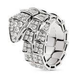 Bvlgari Jewelry 18k White Gold Serpenti Viper 2.77cttw 2 Row Full Pave Diamond Ring - Size Medium