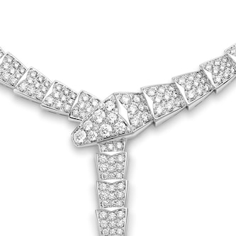 Bvlgari Jewelry 18k White Gold Serpenti Viper 14.74cttw Diamond Necklace 15 Inch Bvlgari Jewelry 18k White Gold Serpenti Viper 14.74cttw Diamond Necklace 15 Inch