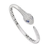 Bvlgari Jewelry 18k White Gold 1.00cttw Diamond and 0.47cttw Sapphire Serpenti Bracelet Size Small