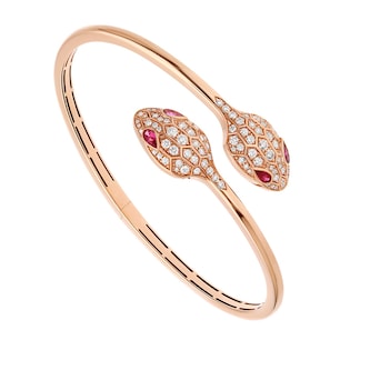 Bvlgari Jewelry 18k Rose Gold 1.08cttw Diamond and Rubellite Serpenti Bracelet Size Small Bvlgari Jewelry 18k Rose Gold 1.08cttw Diamond and Rubellite Serpenti Bracelet Size Small