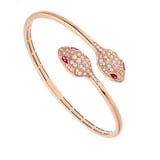 Bvlgari Jewelry 18k Rose Gold 1.08cttw Diamond and Rubellite Serpenti Bracelet Size Small