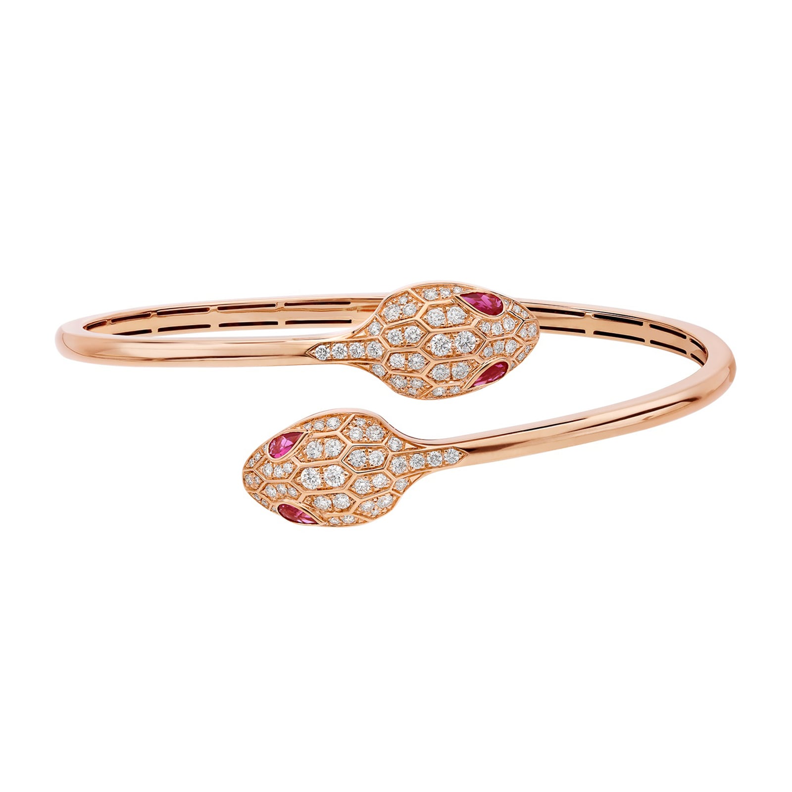 Bvlgari Jewelry 18k Rose Gold 1.08cttw Diamond and Rubellite Serpenti Bracelet Size Small Bvlgari Jewelry 18k Rose Gold 1.08cttw Diamond and Rubellite Serpenti Bracelet Size Small