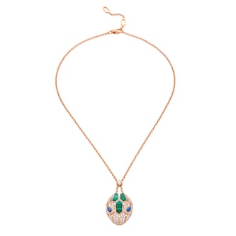 Bvlgari Jewelry 18k Rose Gold Serpenti 0.70cttw Sapphire and 1.25cttw Diamond Necklace