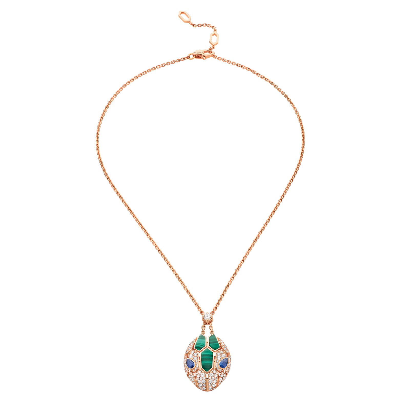 Bvlgari Jewelry 18k Rose Gold Serpenti 0.70cttw Sapphire and 1.25cttw Diamond Necklace