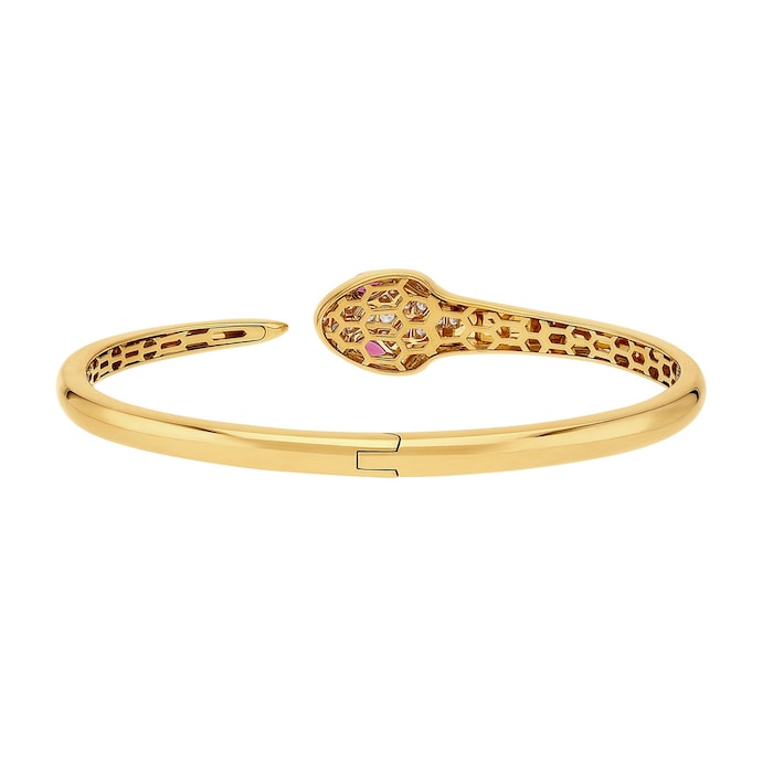 Bvlgari Jewelry 18k Yellow Gold 0.30cttw Diamond and Rubellite Serpenti Bracelet Size Medium