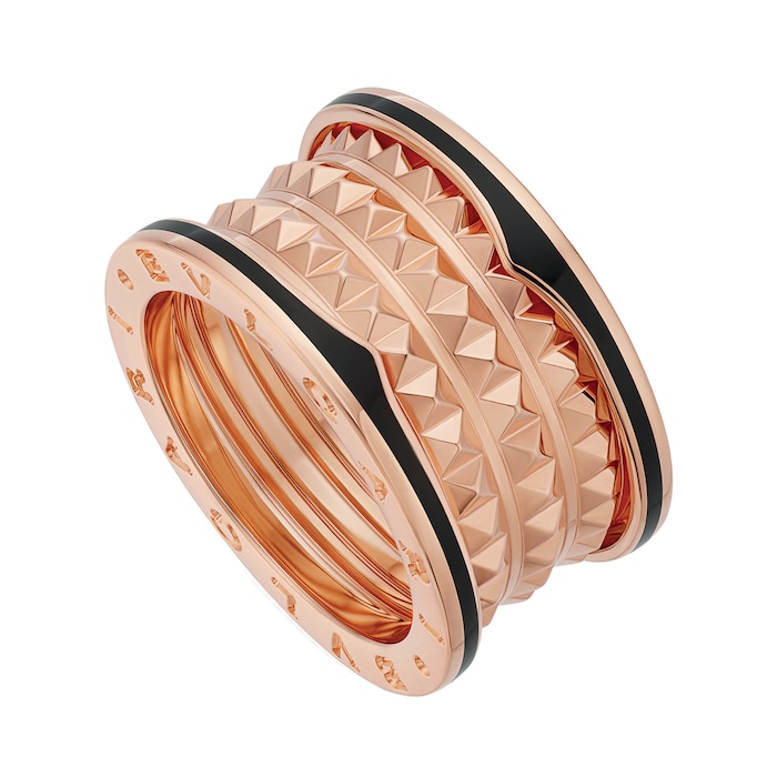 Bvlgari Jewelry 18k Rose Gold B.ZERO1 4 Row Stud Band Ring - Size 6.5