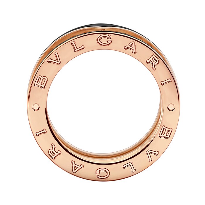 Bvlgari Jewelry 18k Rose Gold and Black Ceramic 2 Band Ring Size 7