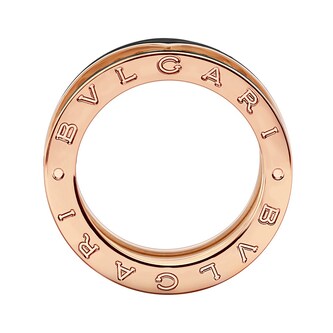 Bvlgari Jewelry 18k Rose Gold and Black Ceramic 2 Band Ring Size 7