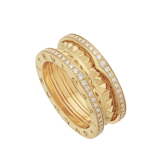 Bvlgari Jewelry 18k Yellow Gold B.ZERO1 2 Row Stud Band Ring - Size 7.25