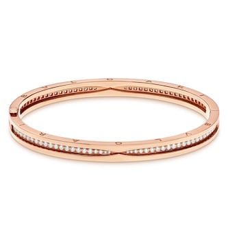 BVLGARI JEWELRY 18k Rose Gold B.ZERO1 1.01cttw Diamond Bangle - Size Medium