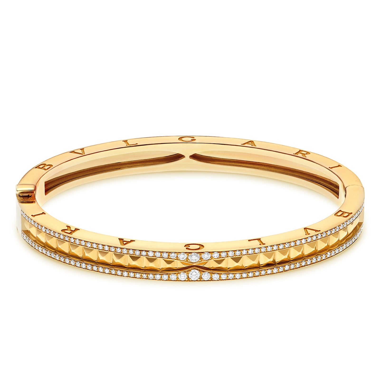 BVLGARI JEWELRY 18k Yellow Gold B.ZERO1 0.94cttw Diamond Bangle - Medium