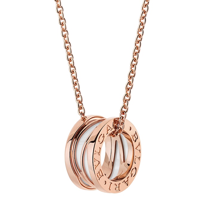 Bvlgari Jewelry 18k Rose Gold B.ZERO1 White Ceramic Necklace