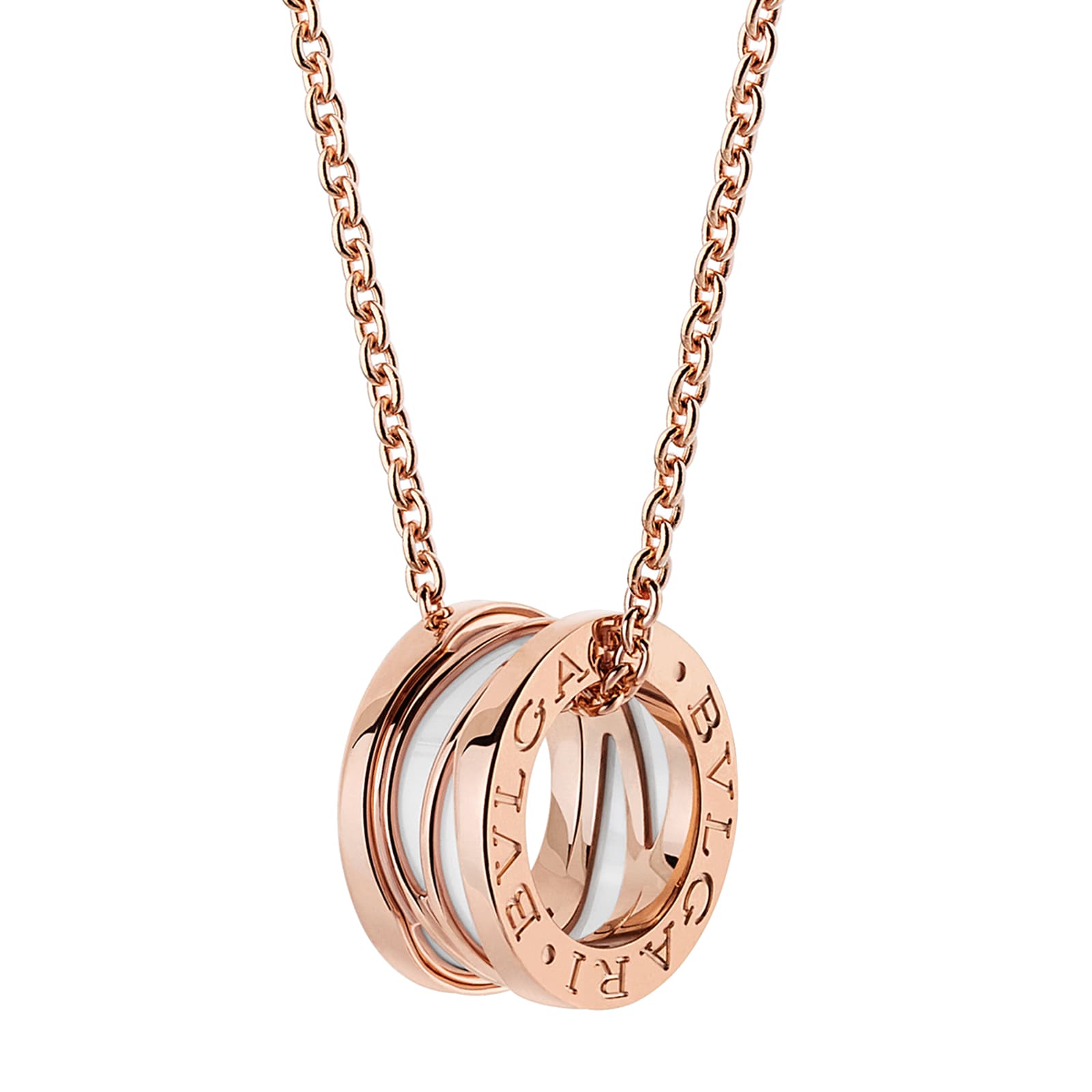 Bvlgari Jewelry 18k Rose Gold B.ZERO1 White Ceramic Necklace