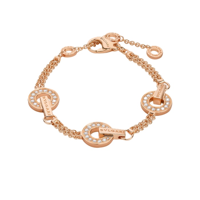 Bvlgari Jewelry 18K Rose Gold BVLGARI BVLGARI Diamond Bracelet - Size S/M