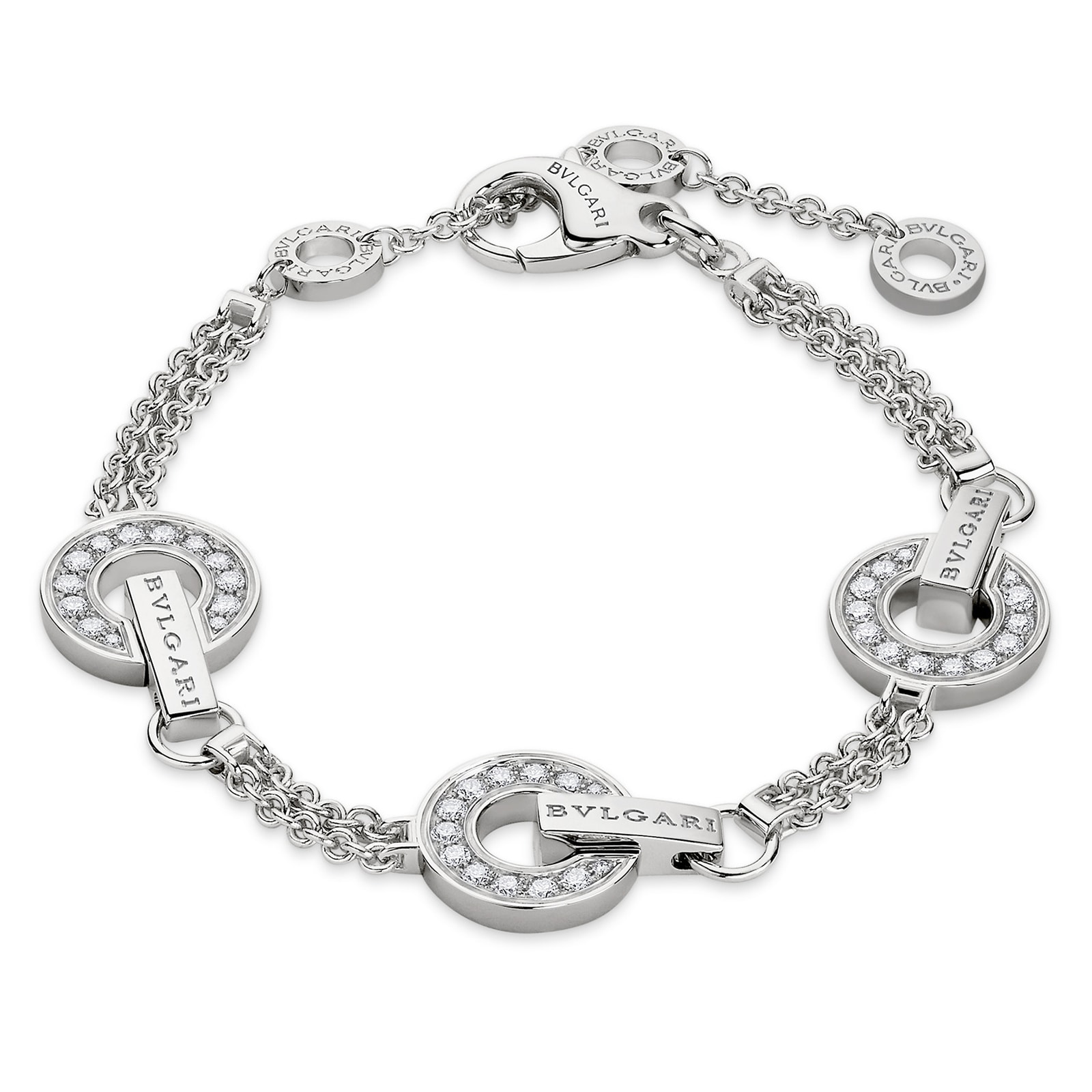 BVLGARI JEWELRY 18k White Gold Bvlgari Bvlgari 0.53ttw Diamond Bracelet - Size M/L BVLGARI JEWELRY 18k White Gold Bvlgari Bvlgari 0.53ttw Diamond Bracelet - Size M/L