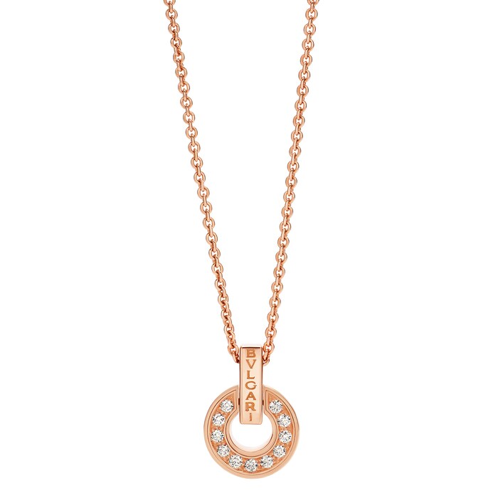 Bvlgari Jewelry 18k Rose Gold Bvlgari Bvlgari 0.37cttw Diamond Necklace