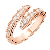 Bvlgari Jewelry 18k Rose Gold Serpenti Viper 0.59cttw Pave Diamond Ring - Size Small