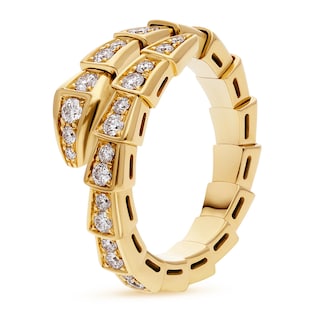 BVLGARI JEWELRY 18k Yellow Gold Serpenti 0.66cttw Diamond Ring Size Medium